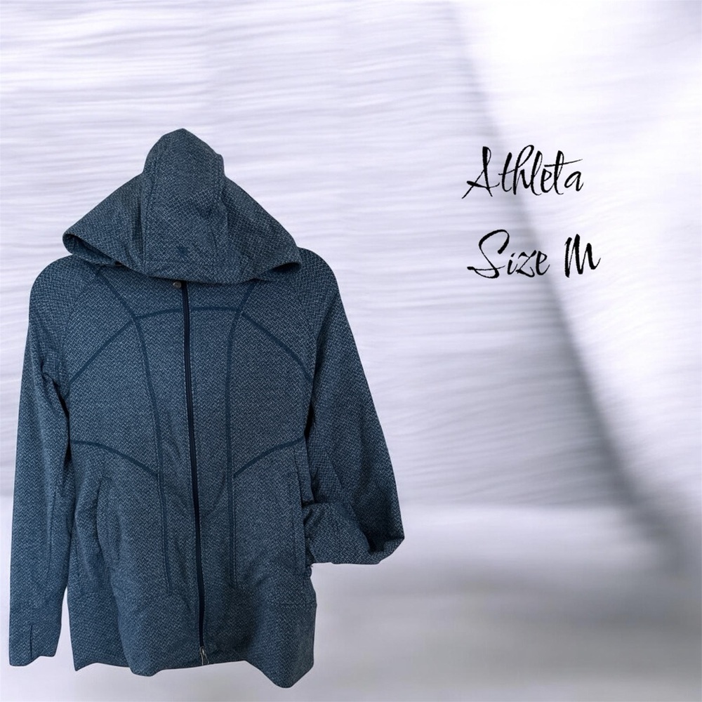 🍀Athleta Textured Blue Hooded Jacket